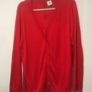 Red cabi cardigan with back zipper. XL